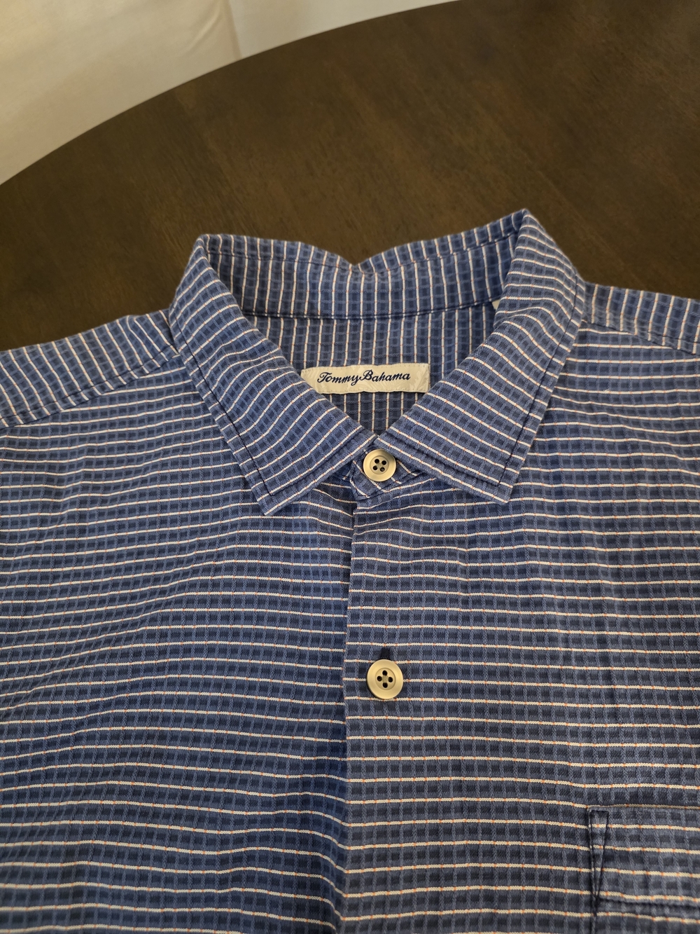 Tommy Bahama Blue Striped Silk Blend Casual Button-Up Shirt Sz XL